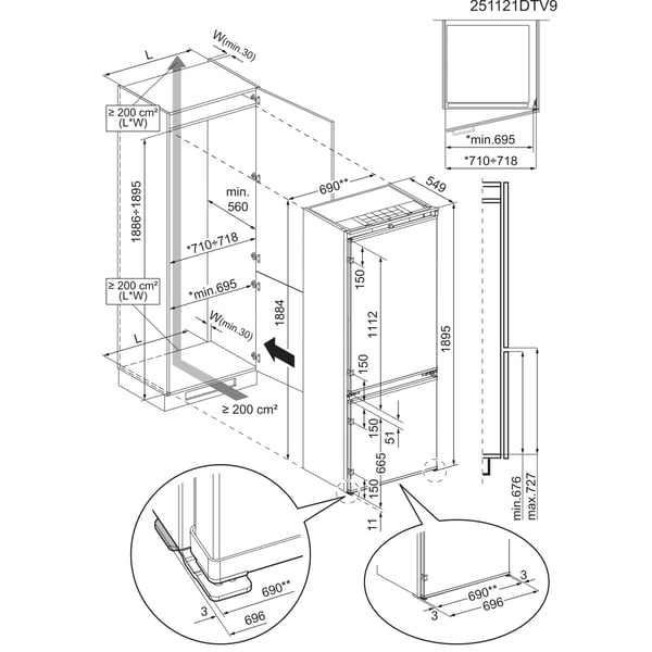 Electrolux ENA7TE75S Indbygget 375 L Hvid