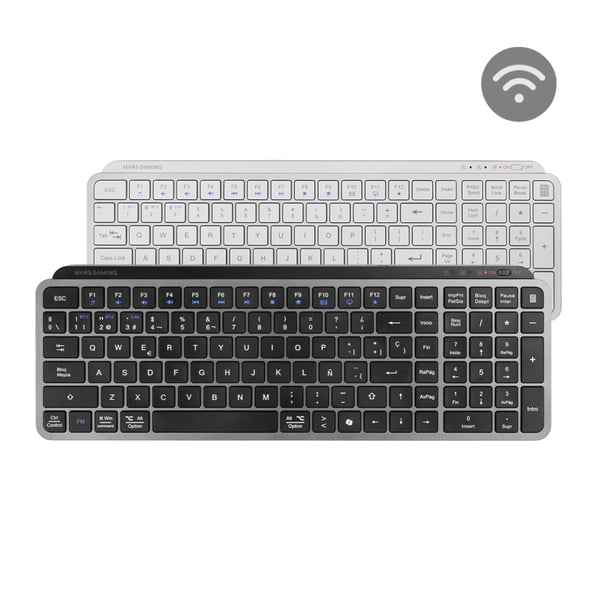 Mars Gaming MK-SILENKEYS tangentbord Universal Trådlös RF + Bluetooth QWERTY Spansk Svart