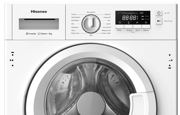 Hisense WF3M841BWIES vaskemaskine Front-læsning 8 kg 1350 rpm Hvid