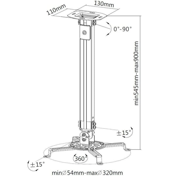 Techly ICA-PM 18M projektorfästen Tak Silver