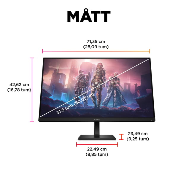 OMEN by HP OMEN 31,5 tum QHD 165 Hz Gaming-skärm – OMEN 32q