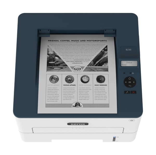 Xerox B230, A4, 34 sider/min, trådløs dupleksprinter PCL5e/6, 2 magasiner, i alt 251 ark