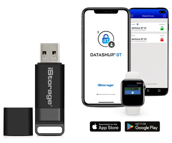iStorage datAshur BT USB-muisti 32 GB USB A-tyyppi 3.2 Gen 1 (3.1 Gen 1) Musta