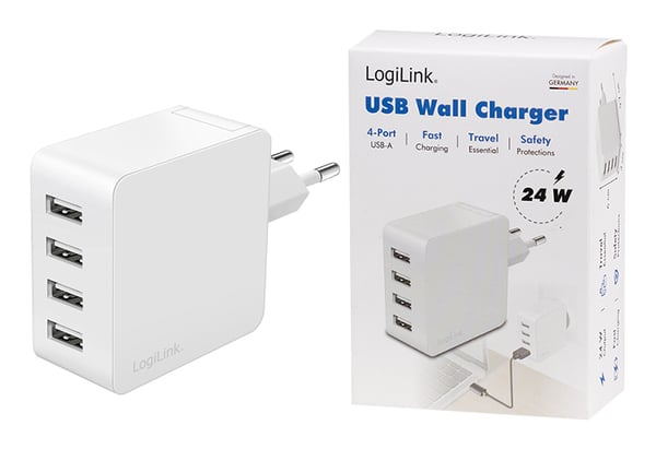 LogiLink PA0336W mobiililaitteen laturi Universaali Valkoinen AC Pikalataus Sisätila