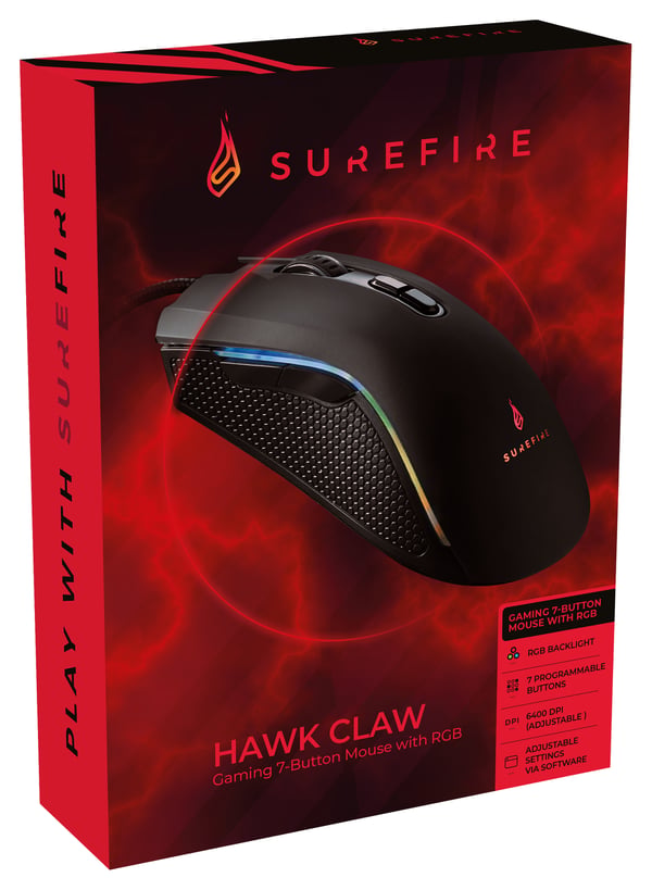 SureFire Hawk Claw hiiri Pelaaminen Oikeakätinen USB A-tyyppi Optinen 6400 DPI