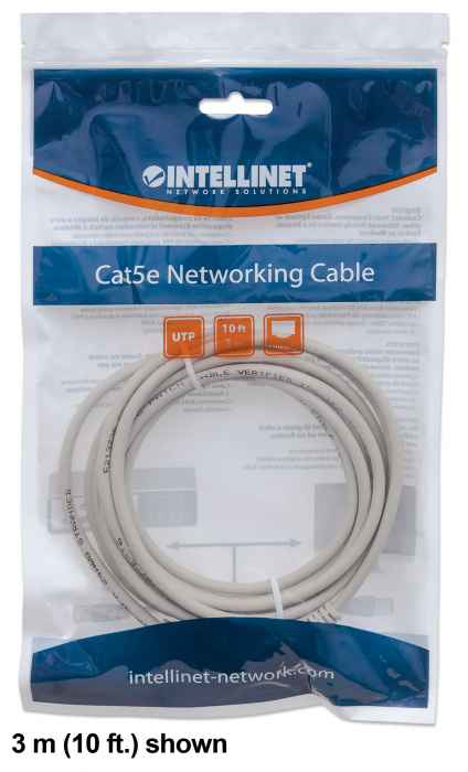Patchkabel 100% koppar Intellinet Cat.6 UTP, 3m, grå