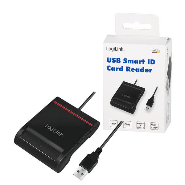 LogiLink CR0047 läsare smarta kort inomhus USB 2.0 Svart