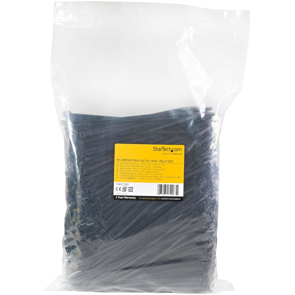 StarTech.com CBMZT8BK kabelsamler Udløselig kabelbinder Nylon, Plast Sort 1000 stk