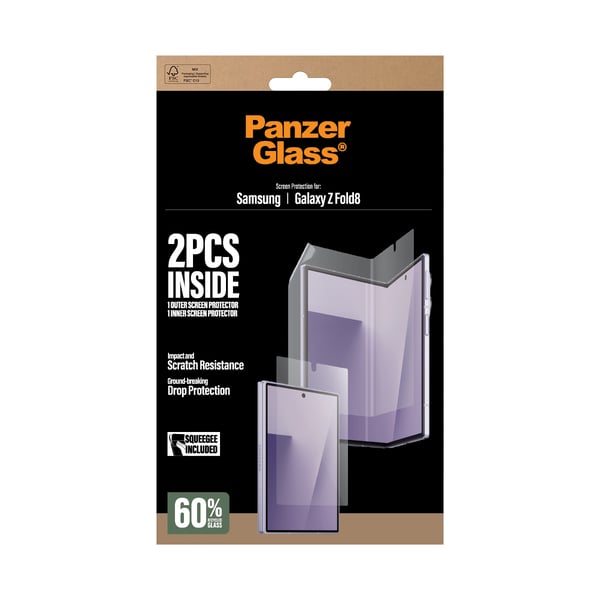 PanzerGlass ® Sub Screen Protector & Main Film Screen Protector Samsung Galaxy Z Fold8 | Classic Fit Genomskinligt skärmskydd 1 styck