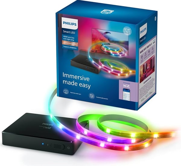Philips HDMI Sync Box ja TV-valonauha 55–65" TV:ille, Connected by WiZ
