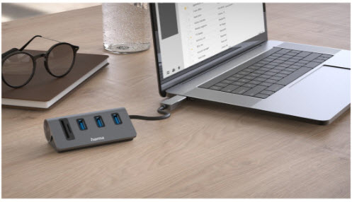 Hama 200140 USB-hubb/kortläsare, 5 portar