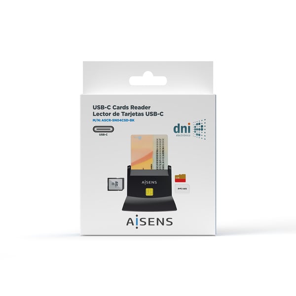 AISENS ASCR-SN04CSD-BK läsare för inpasseringskontroll USB-åtkomstkontrolläsare Svart
