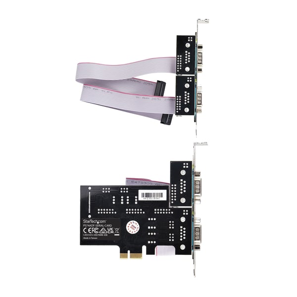 StarTech.com Seriellt PCIe-kort med 4 portar, PCI Express-kort med fyra portar till RS232/RS422/RS485 (DB9), lågprofilfäste, 16C1050 UART, Windows/Linux, TAA-kompatibel - nivå 4 ESD-skydd