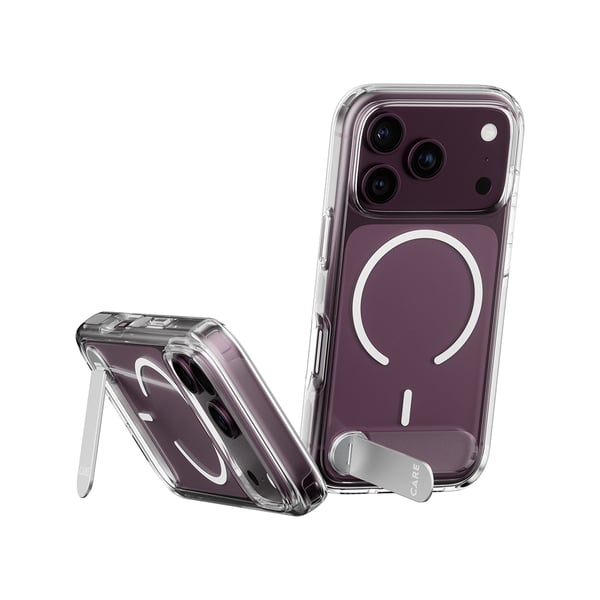 PanzerGlass CARE™ by ® Kickstand Case Transparent w. White MagSafe iPhone 2026 Pro | 17 Pro mobiltelefonfodral Mobilskal