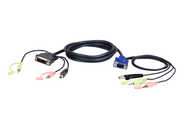 ATEN VGA USB to DVI KVM Cable 3m KVM-kabel Sort, Blå, Grøn, Lyserød