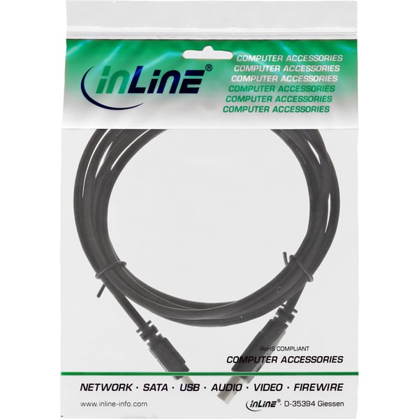 InLine 33107K USB-kabel USB 2.0 0,5 m USB A Mini-USB B Sort