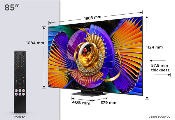 TCL C7L 85C7L TV 2,16 m (85") 4K Ultra HD Smart TV Wi-Fi Sort 3000 cd/m²