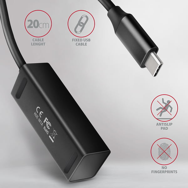 Axagon HUE-M1C keskitin USB 3.2 Gen 1 (3.1 Gen 1) Type-C 5000 Mbit/s Musta