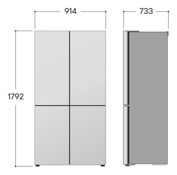 LG InstaView GMK961PY5E side-by-side køle-fryseskab Fritstående 646 L Sølv