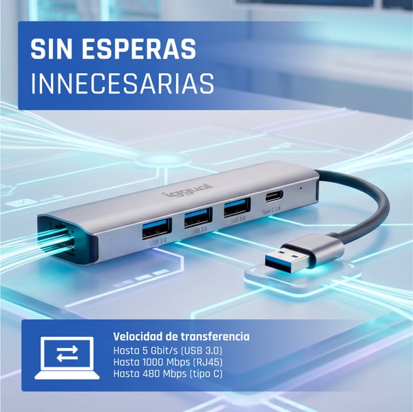 iggual IGG320778 kannettavien tietokoneiden telakka ja porttitoistin Langallinen USB 3.2 Gen 1 (3.1 Gen 1) Type-A Harmaa