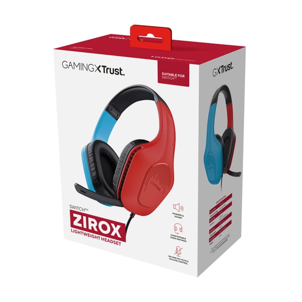 Trust GXT 416S Zirox Headset Ledningsført Spil Sort, Blå, Rød