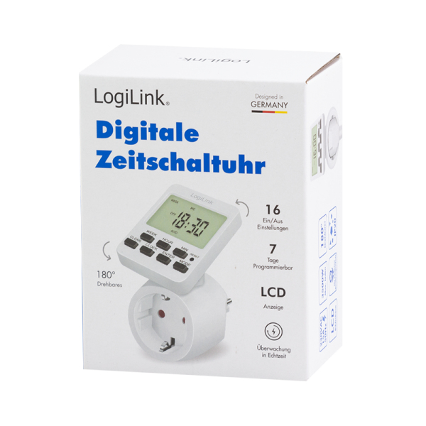 LogiLink ET0014 elektronisk tæller Hvid Daglig/ugentlig timer