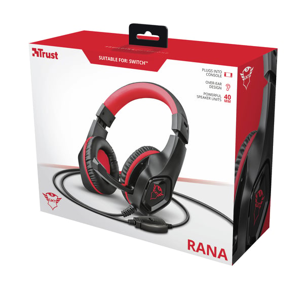 Trust GXT 404R Rana Headset Ledningsført Spil Sort, Rød