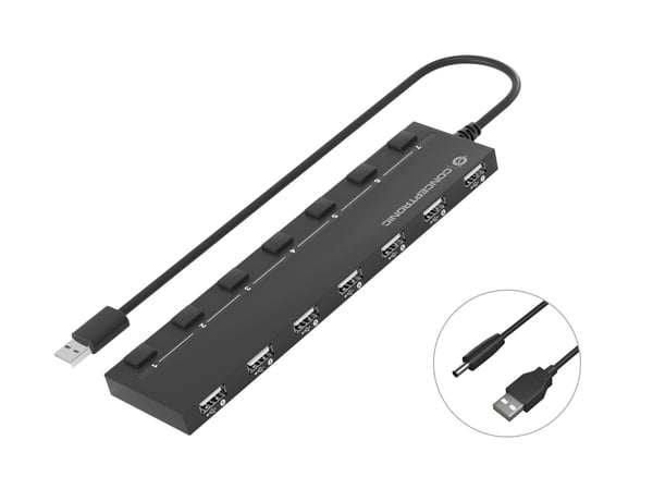 Conceptronic HUBBIES08B interface hub USB 2.0 480 Mbit/s Sort