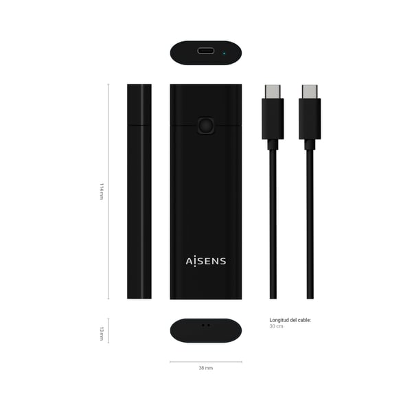 AISENS ASM2-020B Hölje för lagringsenheter SSD-inkapsling Svart M.2