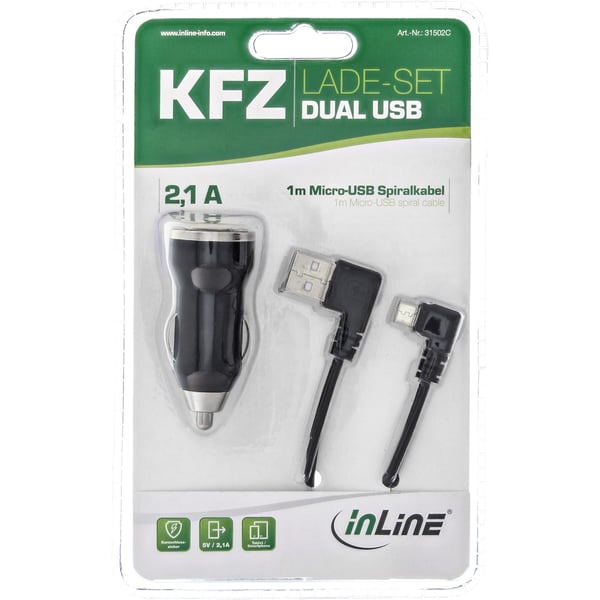 InLine 31502C oplader til mobil enhed Universel Sort USB Automatisk