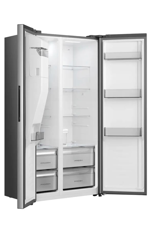 Hisense RS5P528STIE Kombinerad kyl/frys side-by-side Fristående 528 l Grå, Rostfritt stål