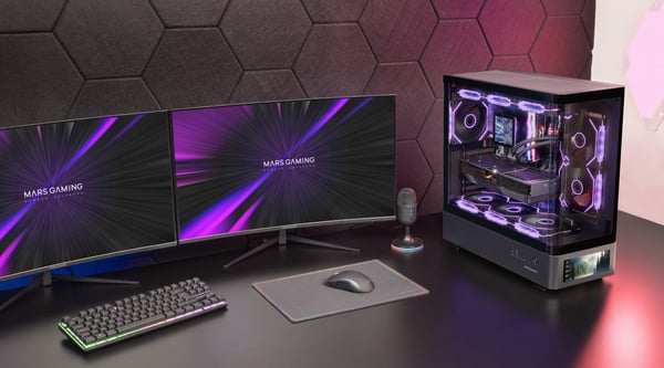 Mars Gaming MCLCDPRO tietokonekotelo Midi Tower Musta