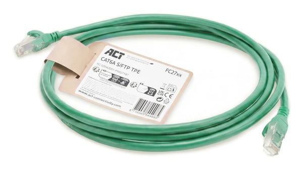 ACT FC2752 nätverkskablar Grön 0,25 m Cat6a S/FTP (S-STP) Rund