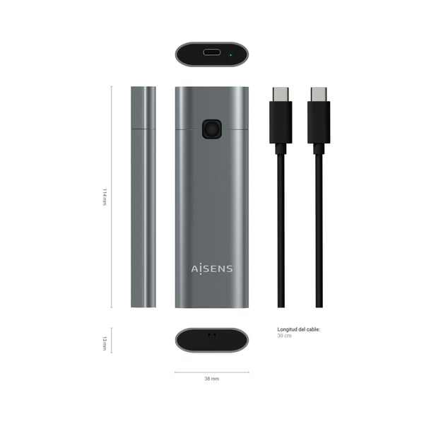 AISENS ASM2-021GR Hölje för lagringsenheter SSD-inkapsling Grå M.2