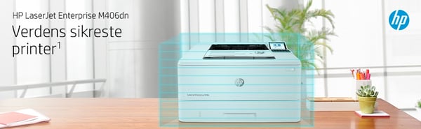 HP LaserJet Enterprise M406dn, Sort og hvid, Printer til Virksomhed, Print, Kompakt størrelse; Stærk sikkerhed; Tosidet print; Energibesparende; USB-print fra printerens forside