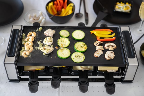 Unold 48730 raclettegrill 8 personer 1200 W Svart, Rostfritt stål