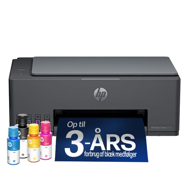 HP Smart Tank 5115 Trådløst All-in-One Farve Printer, Up to 2 Years of ink included; Two-sided printing; Copier, Scanner