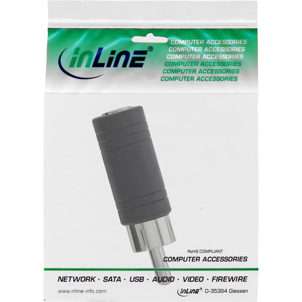 InLine 99325 kabel kønsskifter 3.5mm jack female RCA Sort