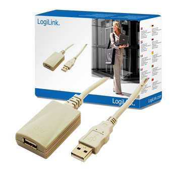 LogiLink USB 2.0 Repeater Cable USB-kabel 5 m USB A Beige