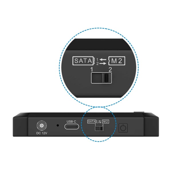 AISENS ASDS-M2SATA04B tallennusaseman telakointiasema USB 3.2 Gen 1 (3.1 Gen 1) Type-C Musta