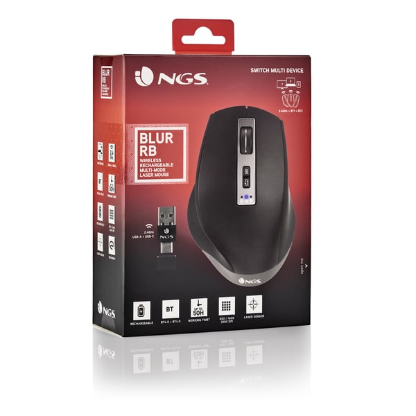 NGS BLUR-RB hiiri Pelaaminen Oikeakätinen Bluetooth + USB Type-A 3200 DPI