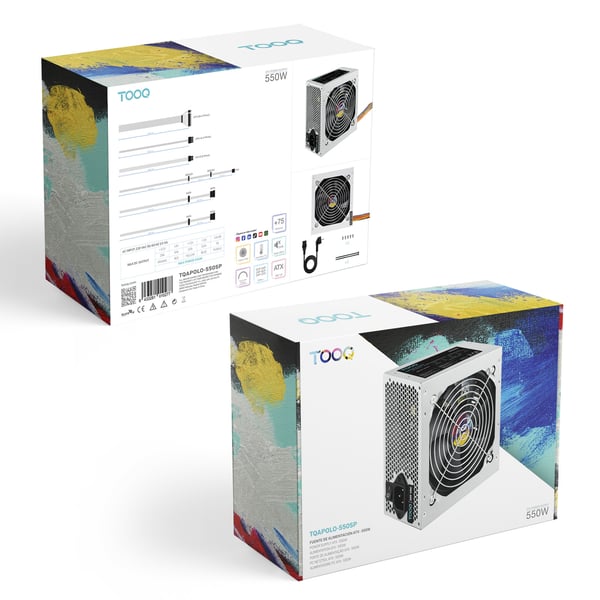 TooQ TQAPOLO-550SP enhed til strømforsyning 550 W 20+4 pin ATX ATX Sølv