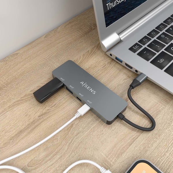 AISENS A109-0694 gränssnittshubbar USB 3.2 Gen 2 (3.1 Gen 2) Type-C 10000 Mbit/s Grå
