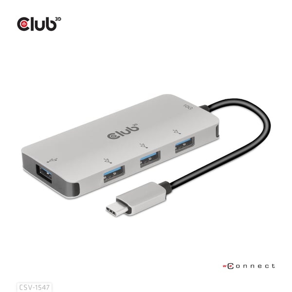 CLUB3D CSV-1547 gränssnittshubbar USB 3.2 Gen 2 (3.1 Gen 2) Type-C 10000 Mbit/s Svart, Silver