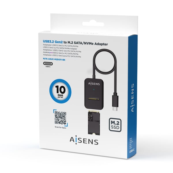 AISENS ASUC-M2D011-BK Hölje för lagringsenheter SSD-inkapsling Svart M.2