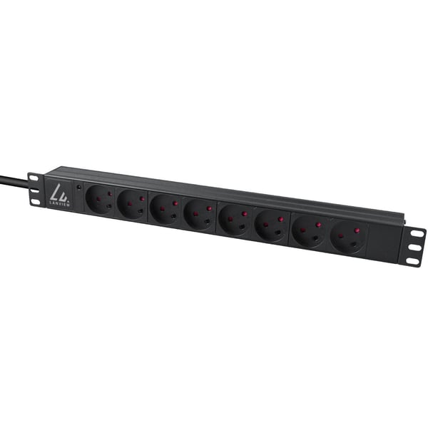Lanview LVR-2MDK-LIC-DK8 strømforsyningsenhed (PDU) 8 AC stikkontakt(er) 1U Sort
