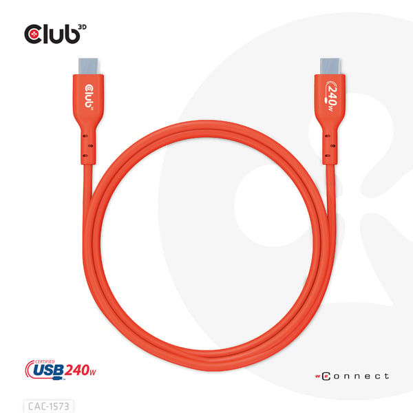 CLUB3D CAC-1573 USB-kaapeli USB 2.0 2 m USB C 0,48 Gbit/s 240 W Punainen