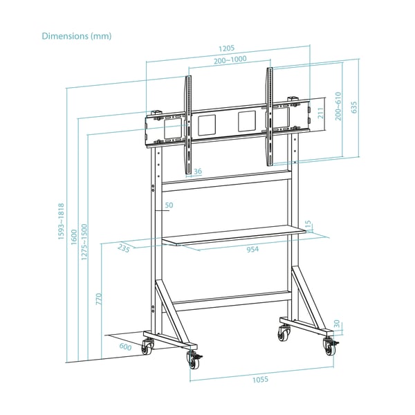 TooQ Optimus 2,67 m (105") Musta