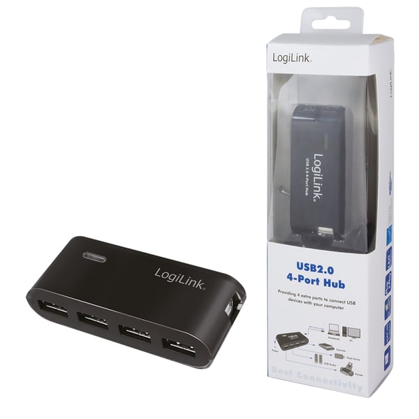 LogiLink UA0085 gränssnittshubbar USB 2.0 Type-A 480 Mbit/s Svart