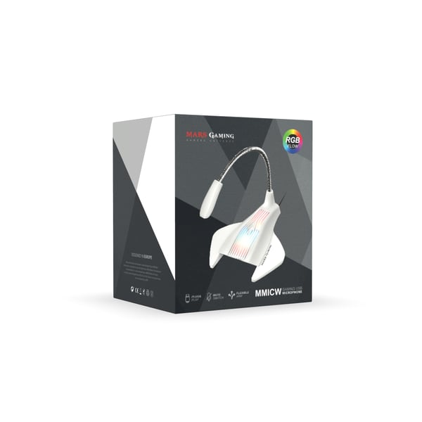 Mars Gaming MMICW mikrofoni Valkoinen Pöytämikrofoni